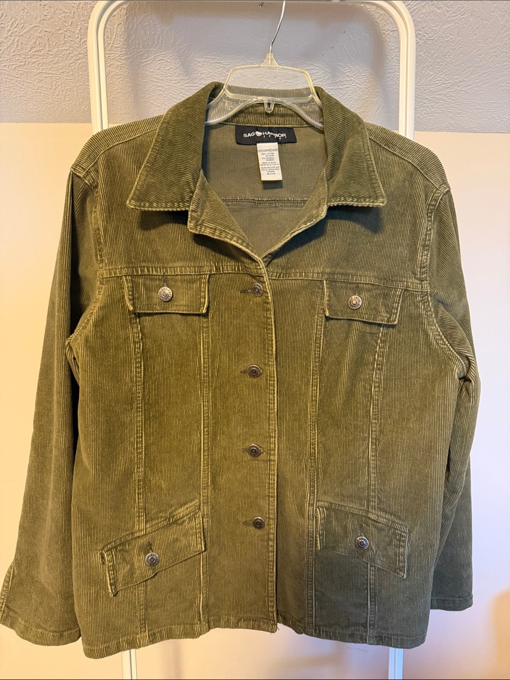 Sag Harbor olive green corduroy jacket - size M
